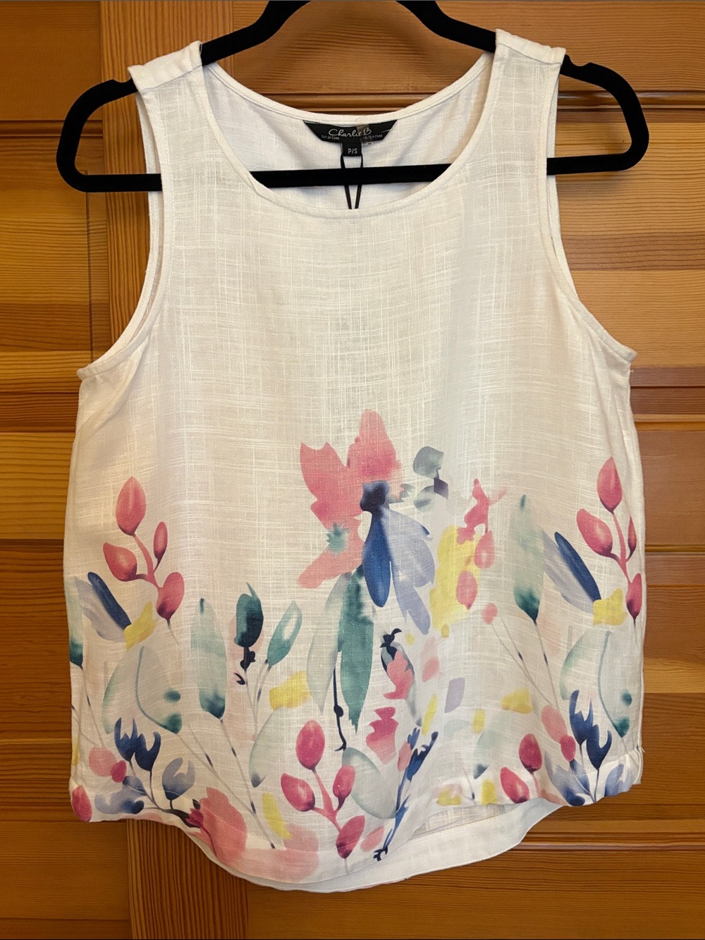 Charlie B Watercolor Floral Sleeveless Top